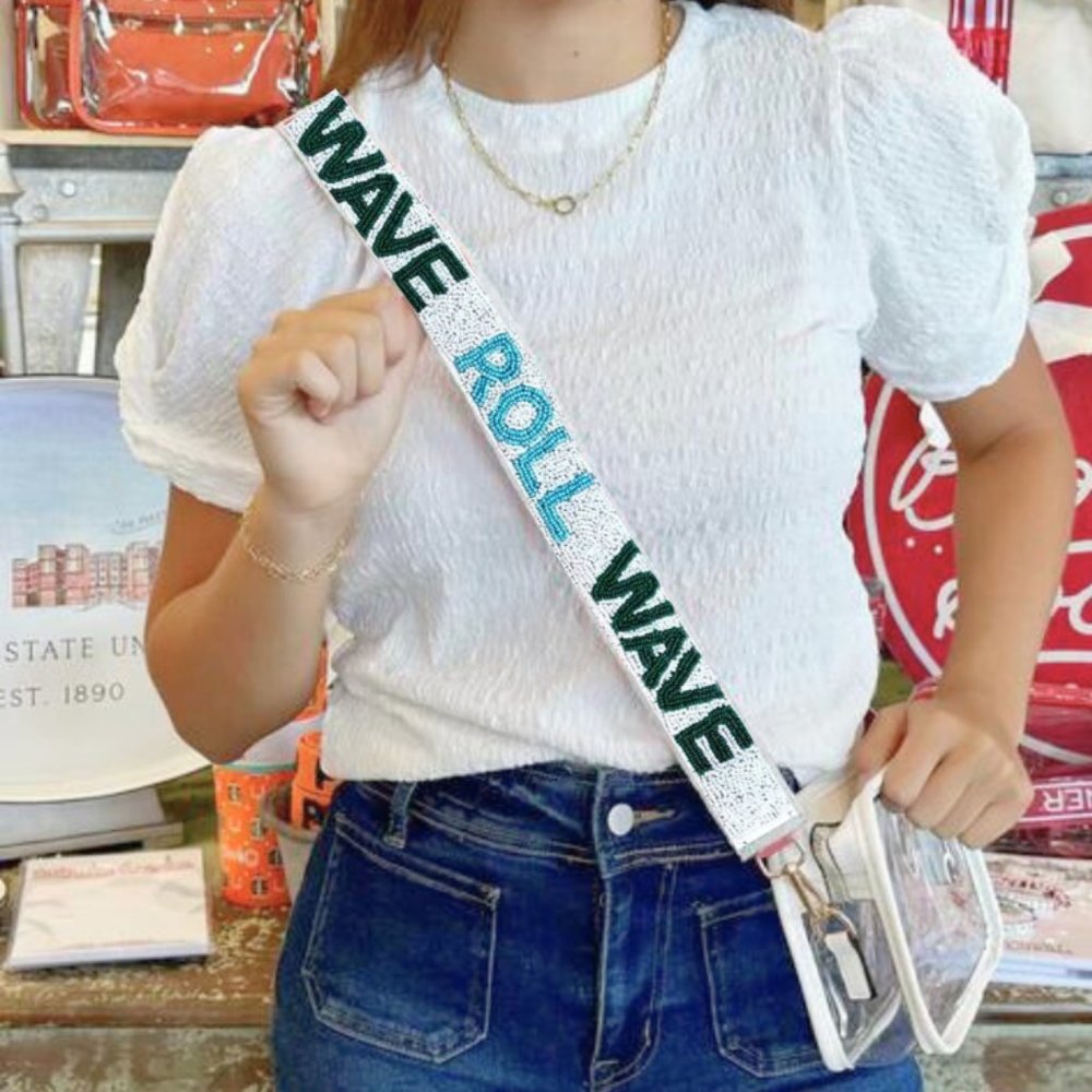 ROLL WAVE Tulane University beaded purse strap | Tulane beaded purse strap